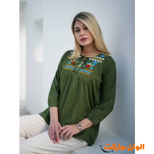 تونیک زنانه نخی یقه گلدوزی کد G1602