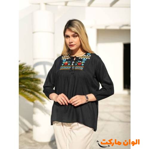 تونیک زنانه نخی یقه گلدوزی کد G1602