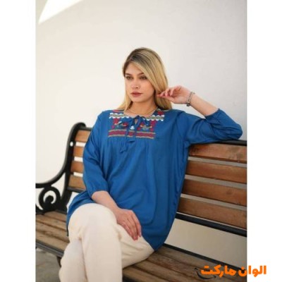 تونیک زنانه نخی یقه گلدوزی کد G1602
